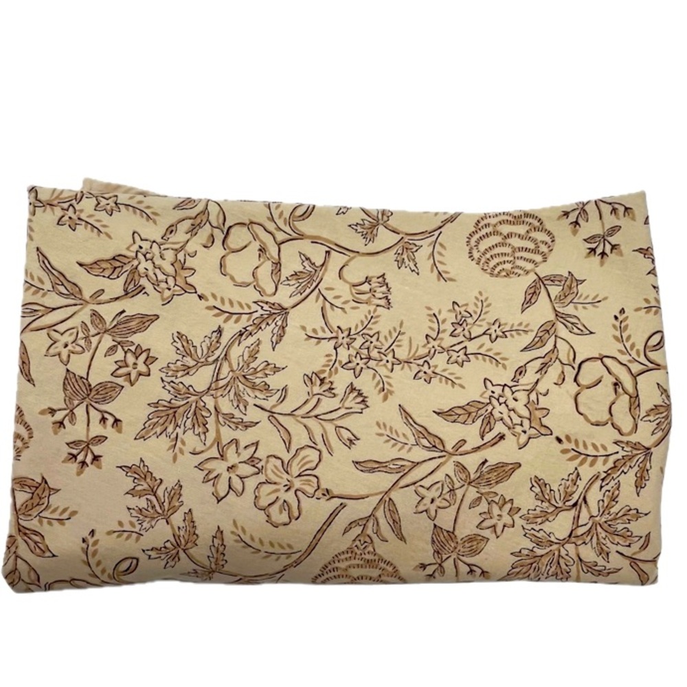 Round Tablecloth 100% Cotton Made in India Tan Brown Botanical Floral Print Boho - Picture 6 of 7
